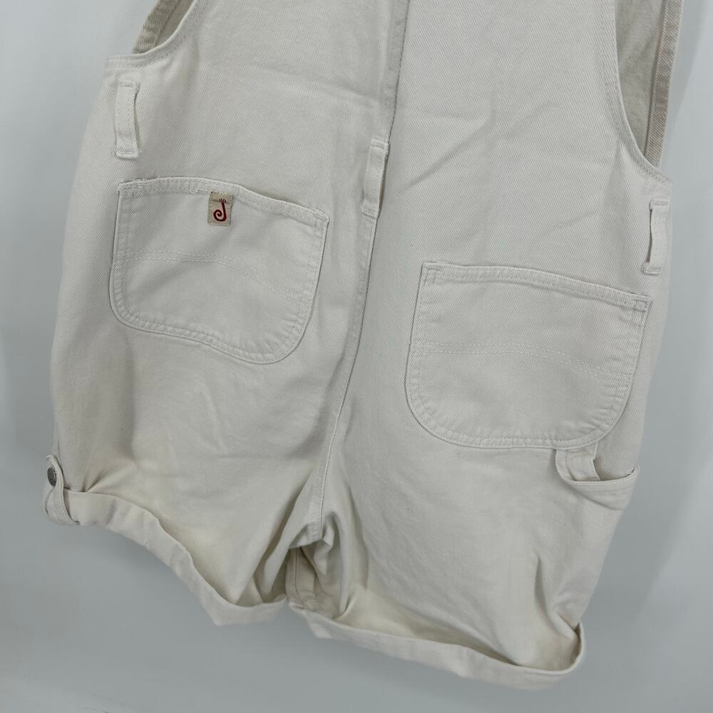 Vintage 80s 90s Women's JouJou White Denim Bibs Overalls Shortalls Size Large - Picture 8 of 11